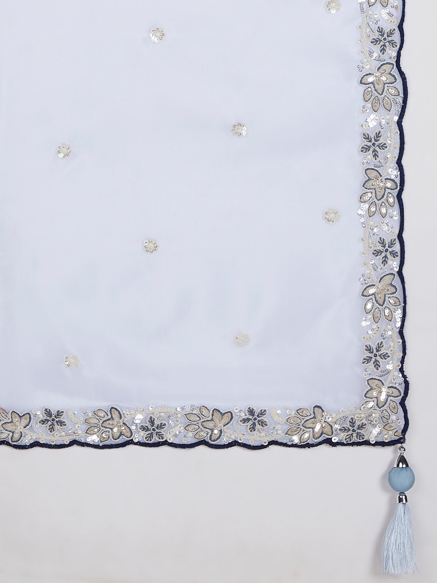 Navy blue Pure Georgette Sequins and thread embroidery Lehenga choli