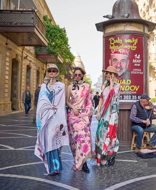 Blue Multi Color Krayon Pure Silk Crepe Print Saree