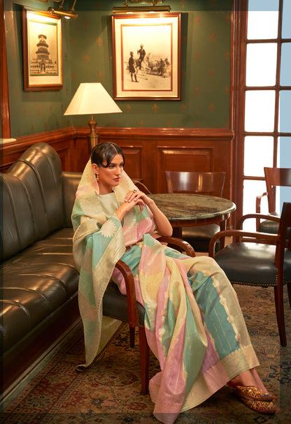 Beige Multi color Kenzo Organza Saree