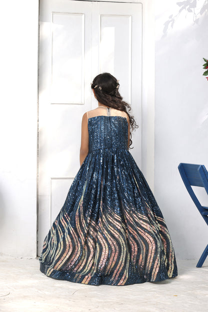 Teal Blue Sequence Gown