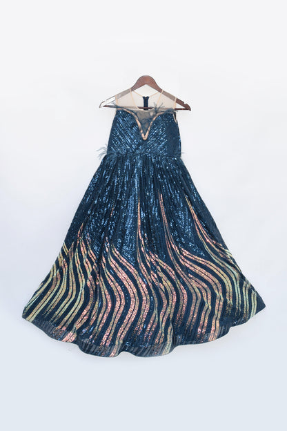 Teal Blue Sequence Gown