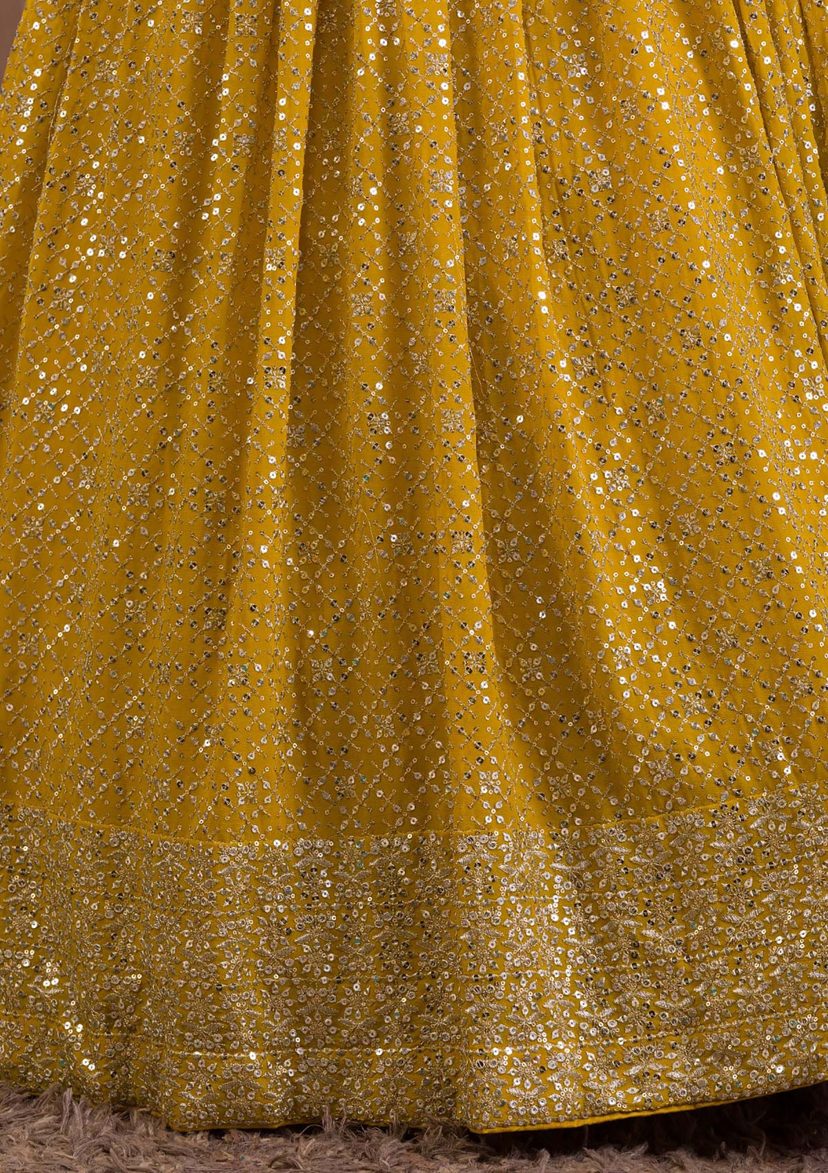 Yellow Heavy Zari & Sequins Work Bridesmaid Lehenga for Haldi