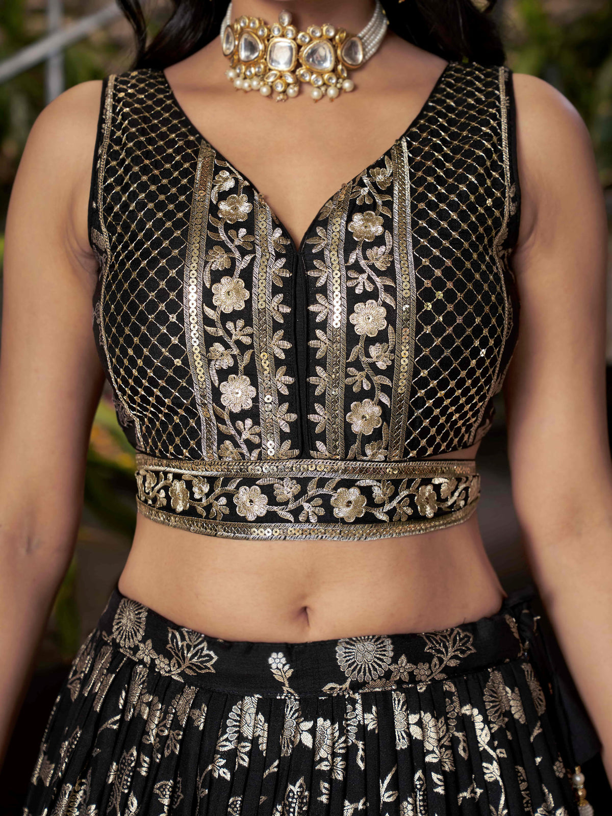 Black Zari Embroidery Dola Silk & Jacquard Festive Lehenga Choli