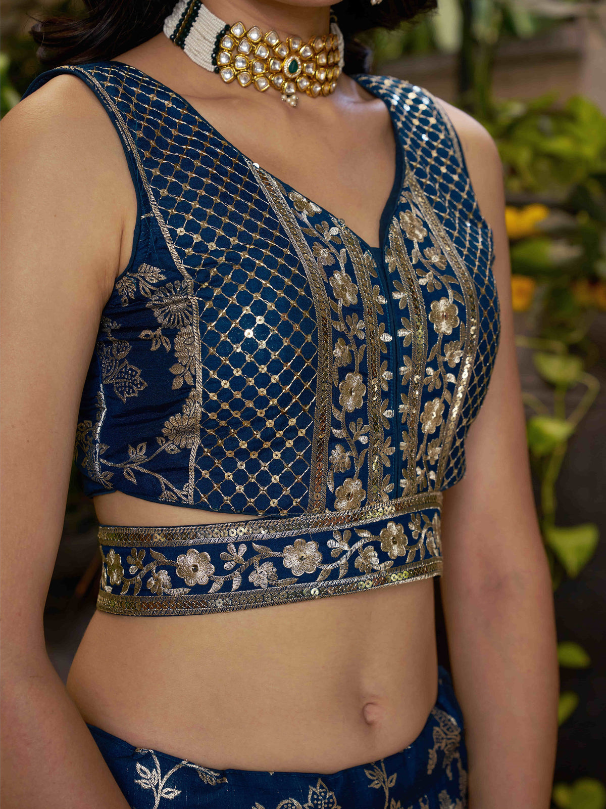 Blue Zari Embroidery Dola Silk & Jacquard Bridesmaid Lehenga Choli