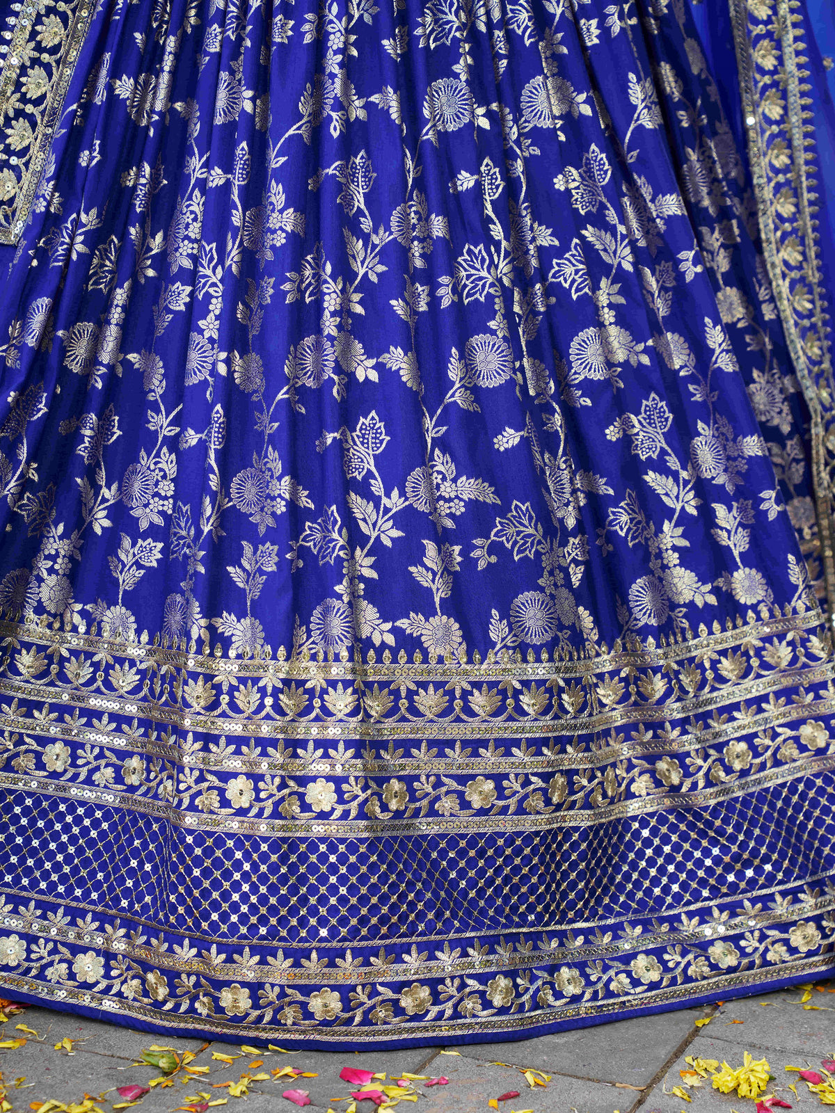 Royal Blue Zari Embroidery Dola Silk & Jacquard Bridesmaid Lehenga Choli