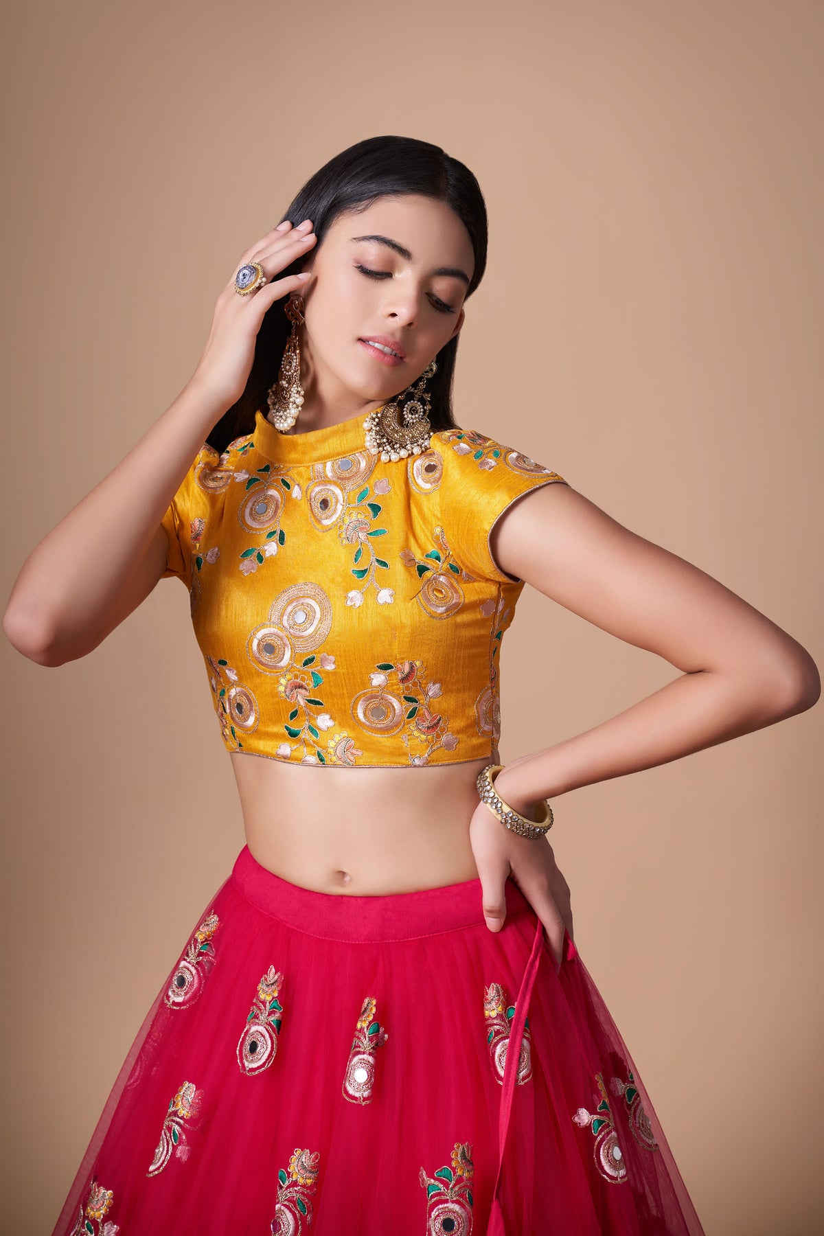 Rani Pink Soft Net Zari & Dori Embroidered Wedding Lehenga Choli