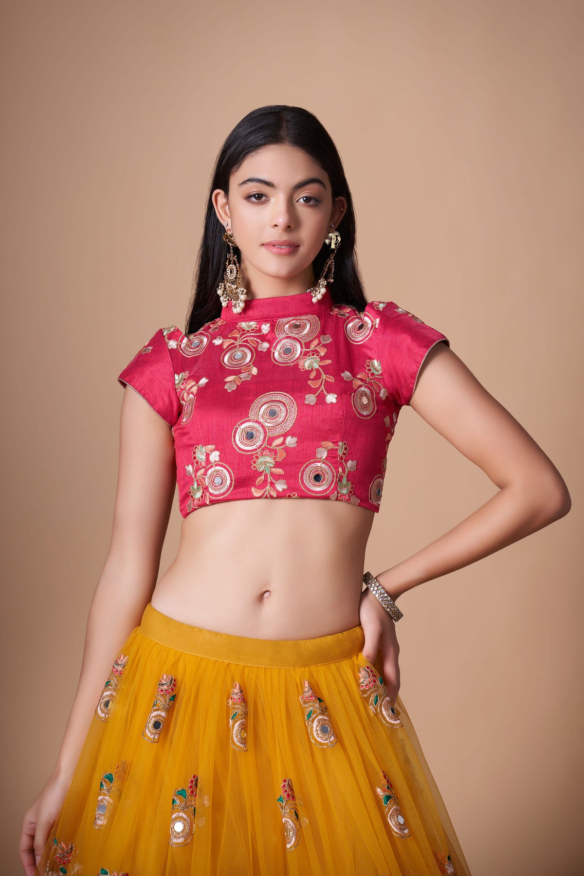 Yellow Soft Net Zari & Dori Embroidered Haldi Lehenga Choli