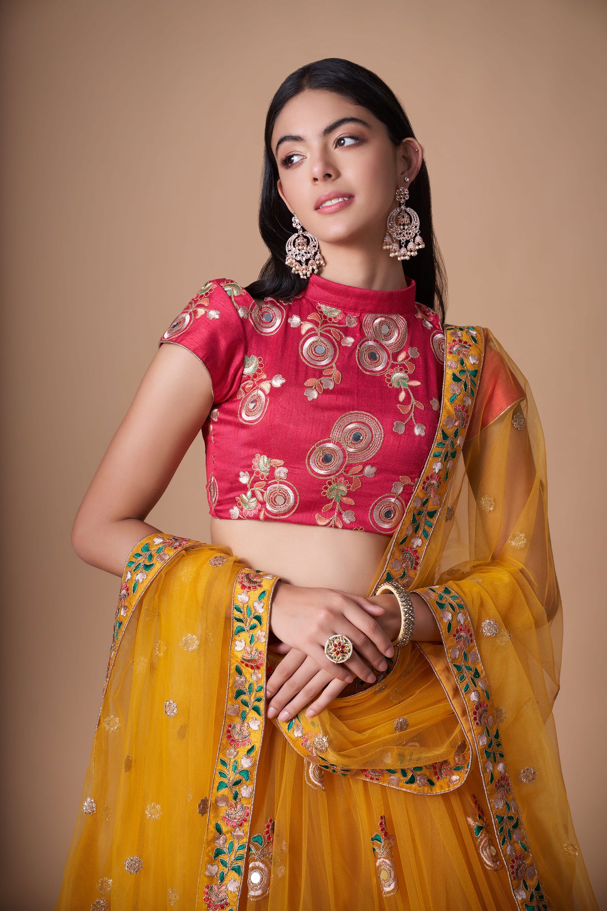 Yellow Soft Net Zari & Dori Embroidered Haldi Lehenga Choli