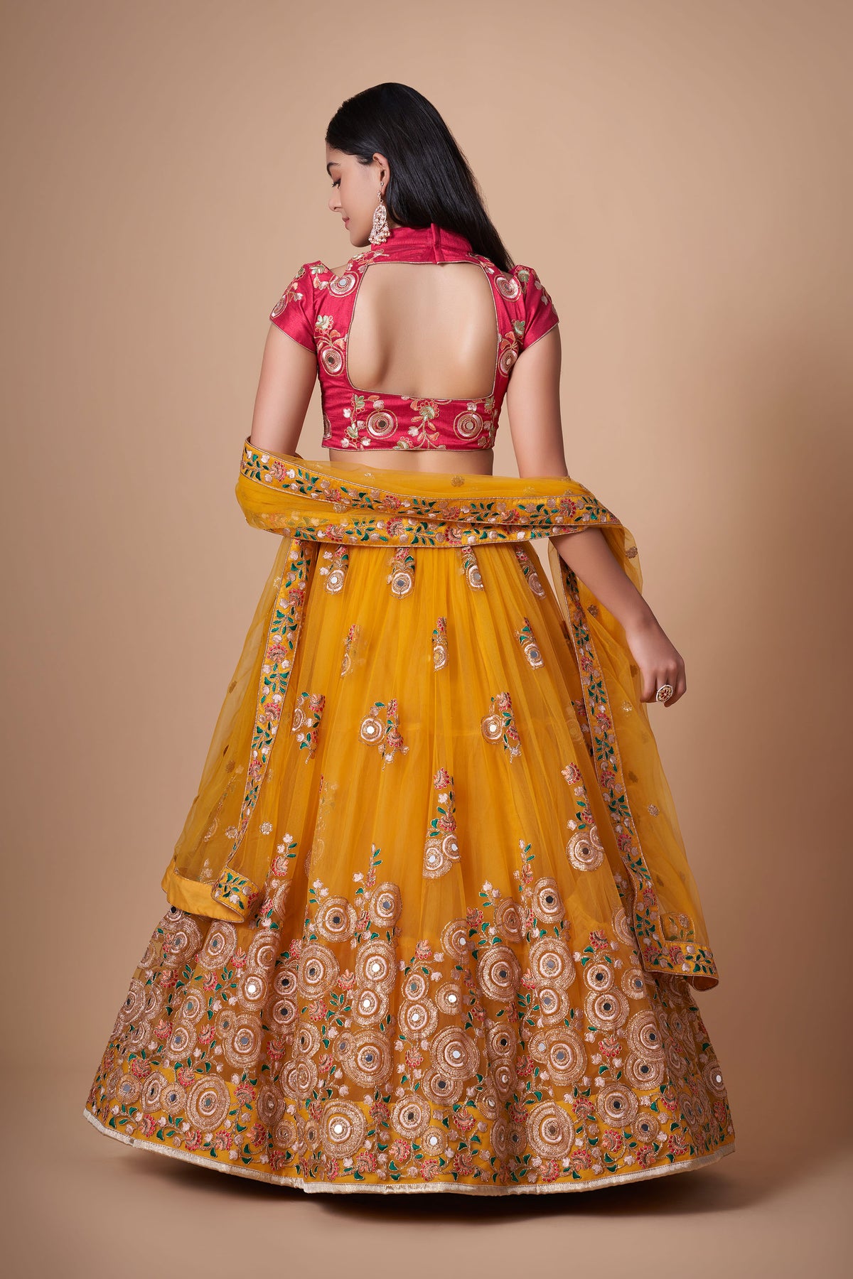 Yellow Soft Net Zari & Dori Embroidered Haldi Lehenga Choli