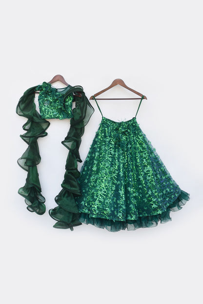 Green Butterfly Choli with Lehenga