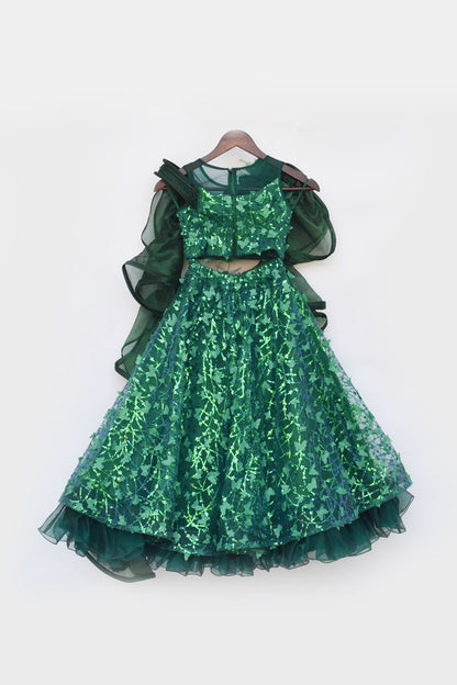Green Butterfly Choli with Lehenga