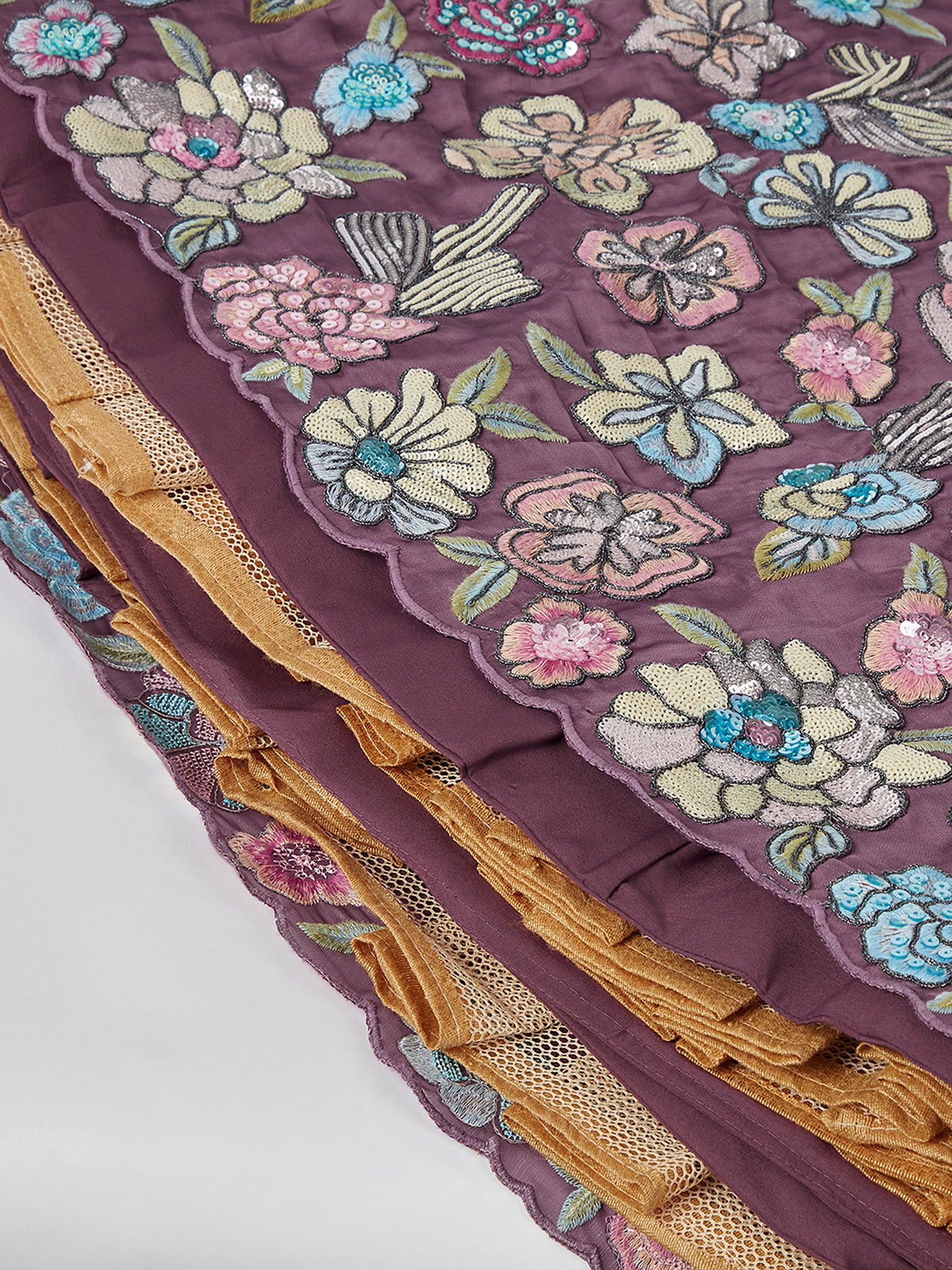 Dark Lavender Georgette Sequins and thread embroidery Lehenga