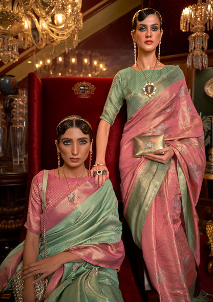 Pink Kshimmer Silk Handloom Saree