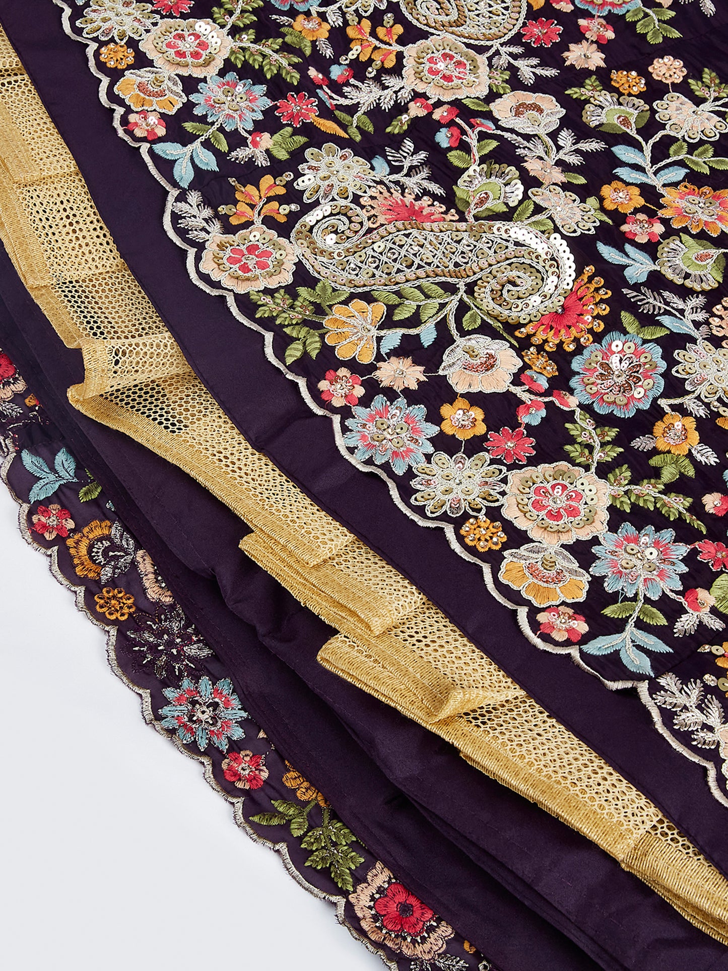 Magenta Organza Sequins and thread embroidery Lehenga choli