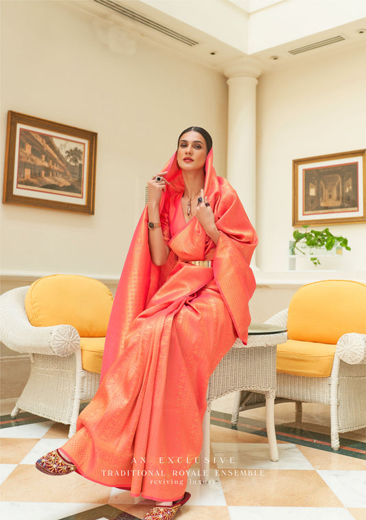 Coral Kishika Silk Sequins Saree