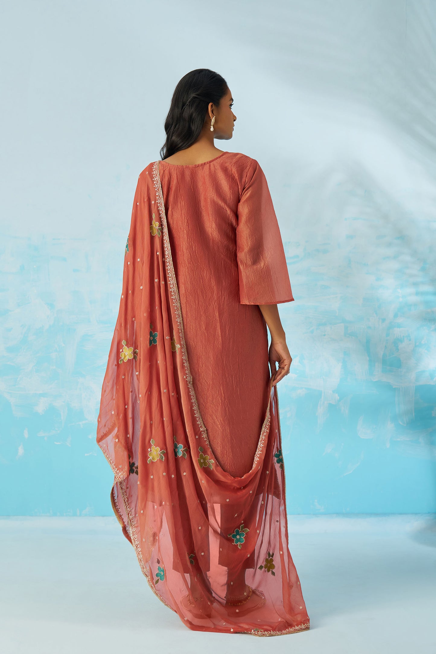 Burgundy Fancy Crush Thread Work Casual Kurta Set