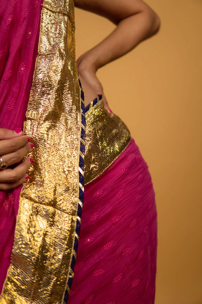 Pinki Fuschia Chanderi Silk Sitara Saree