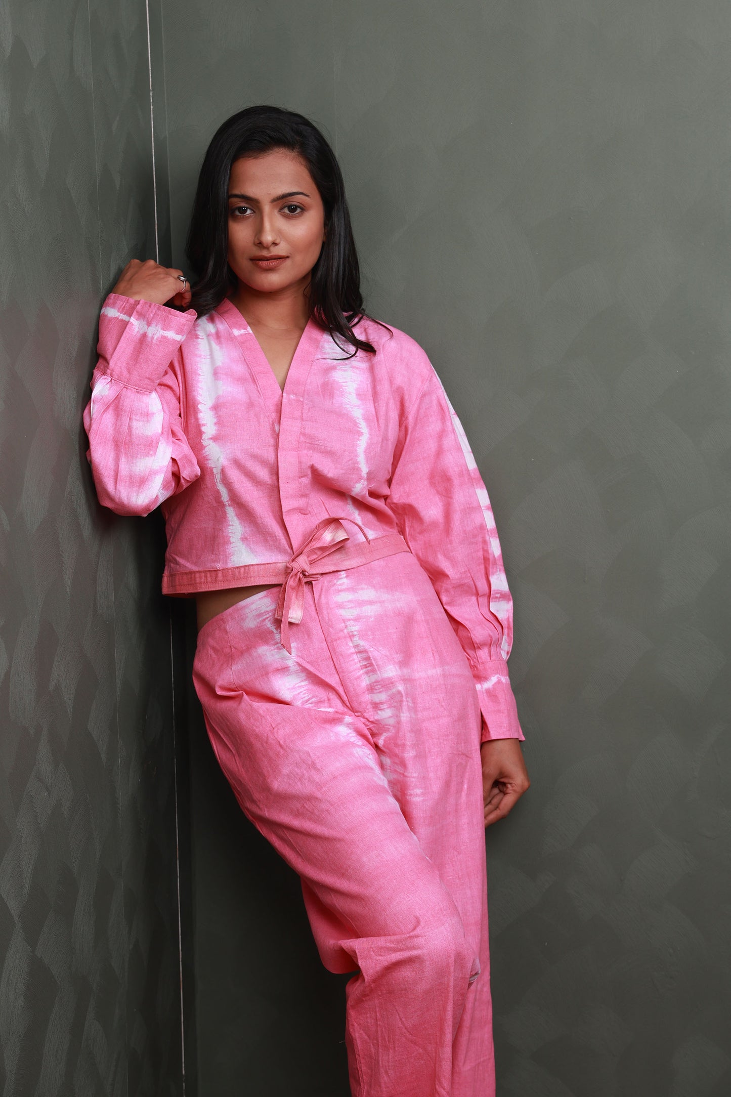 Pure Khadi Cotton Handwoven Pink co-ord set