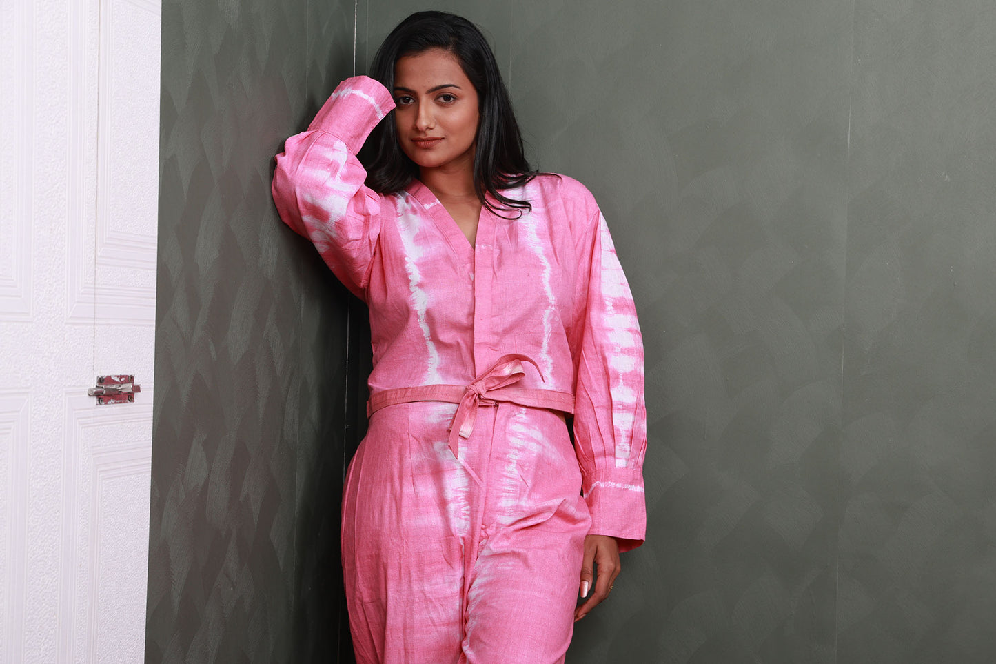 Pure Khadi Cotton Handwoven Pink co-ord set