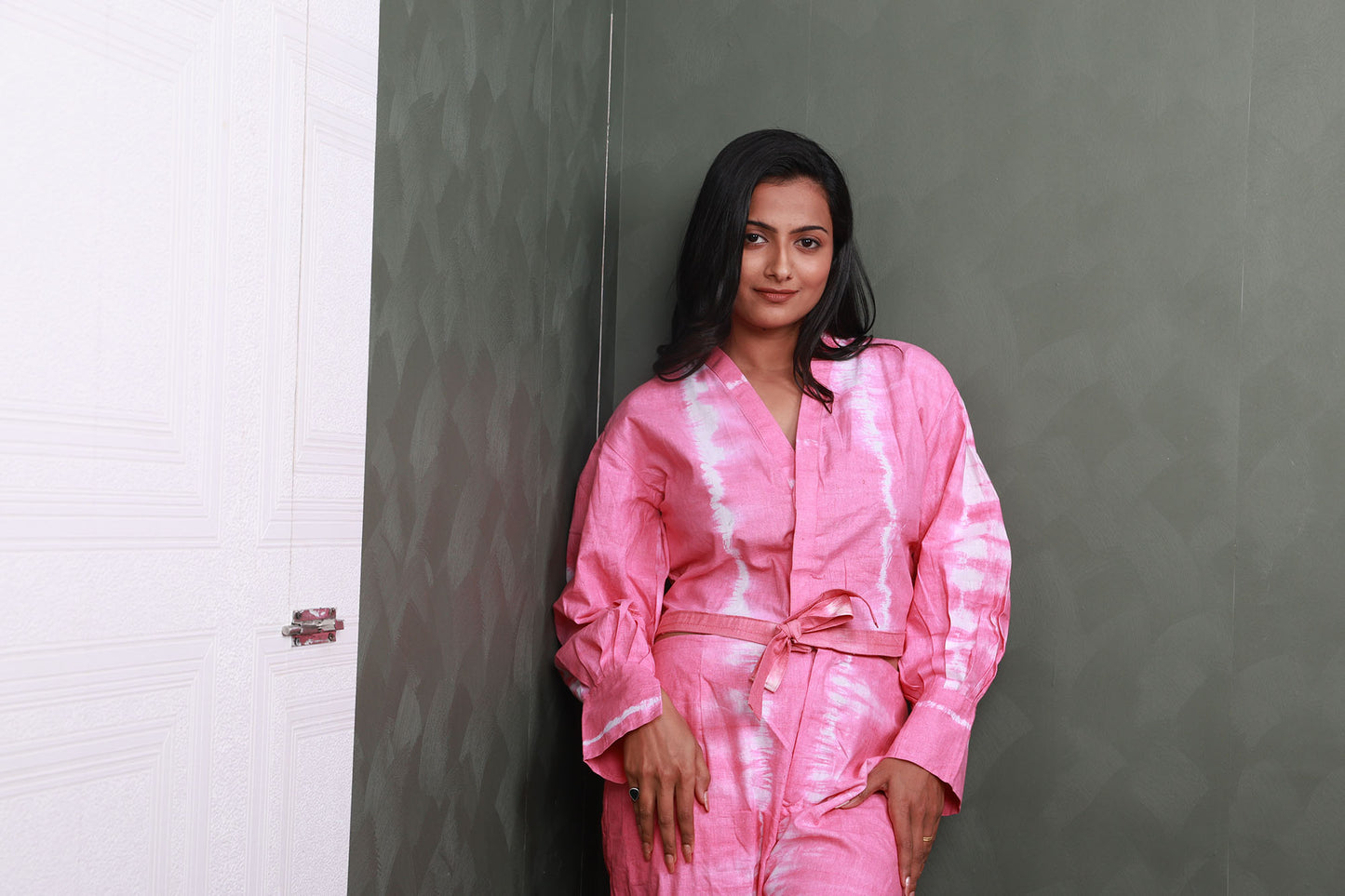 Pure Khadi Cotton Handwoven Pink co-ord set