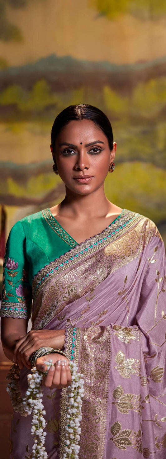 Purple Dola Silk Sequins embroidered Parnika Festive Saree