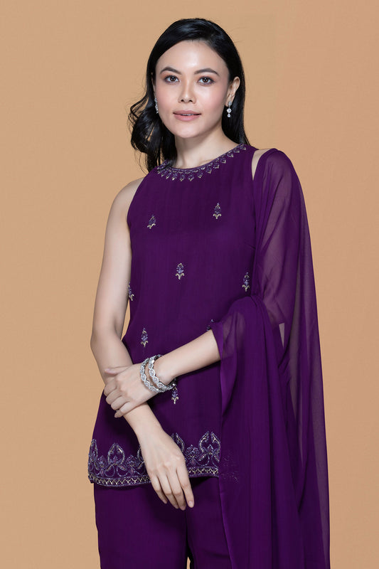 Purple Gharara Set - Nazm