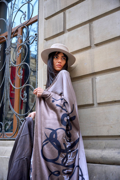 Brown Klutch Japan Satin Print Saree