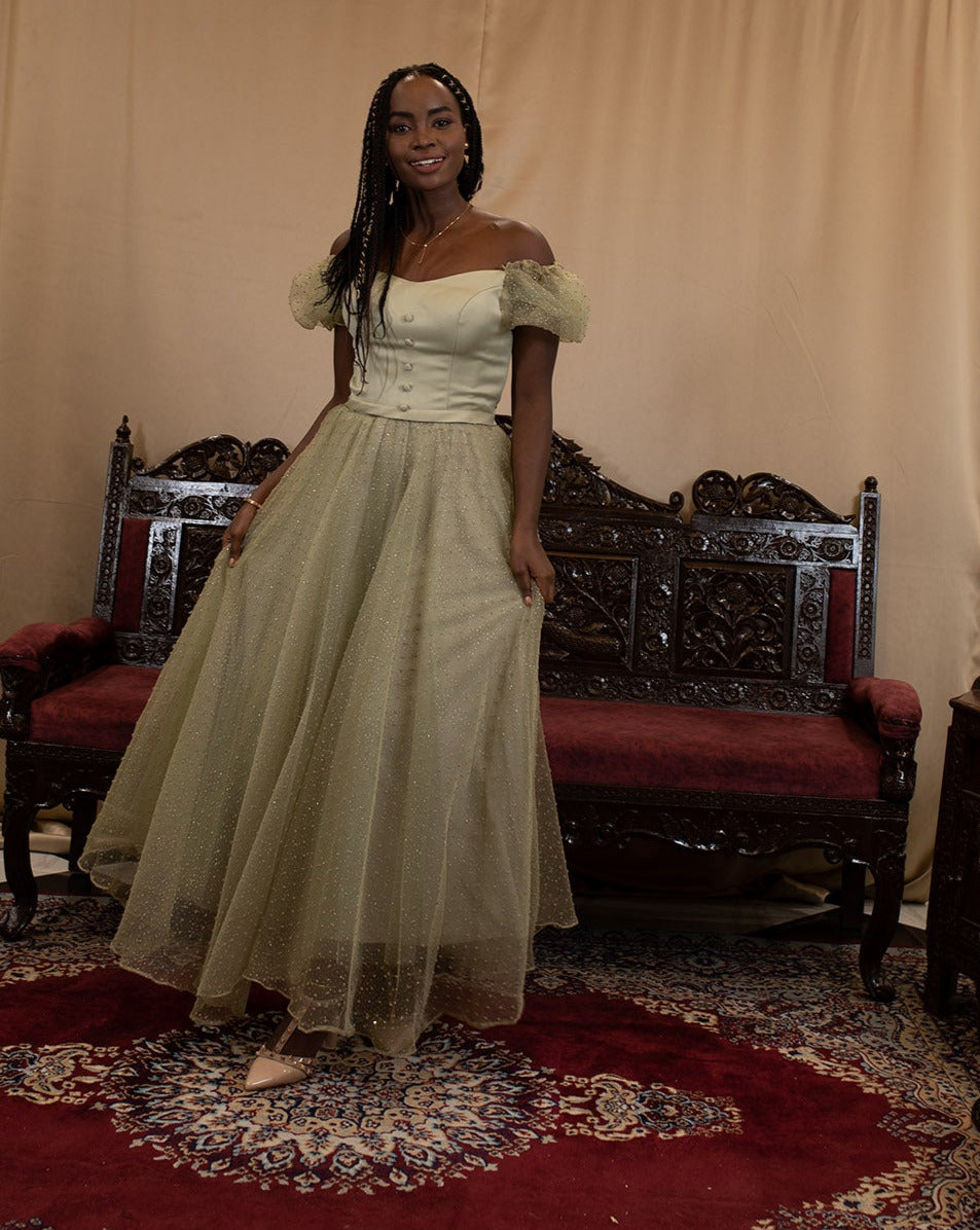 Sea Green Satin olive oasis Maxi Bridesmaid Dress