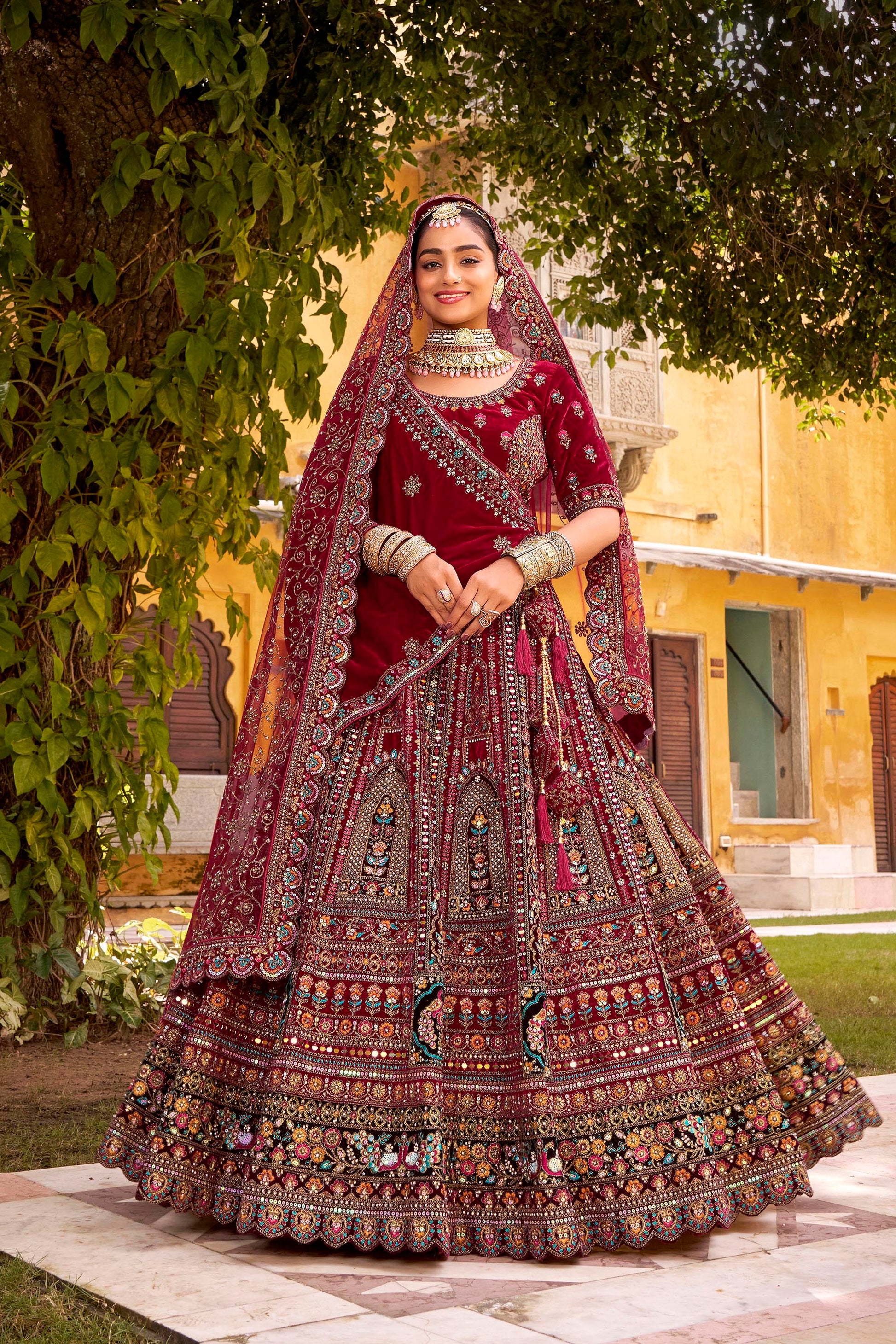 Maroon Bridal Bridal Dresses Lehenga Bride Wedding Dress In Maroon Bridal Lehenga Frock #BN866 Maroon Bridal Bridal Dresses Lehenga Bride Wedding Dress In Maroon Bridal Lehenga Frock #BN866
