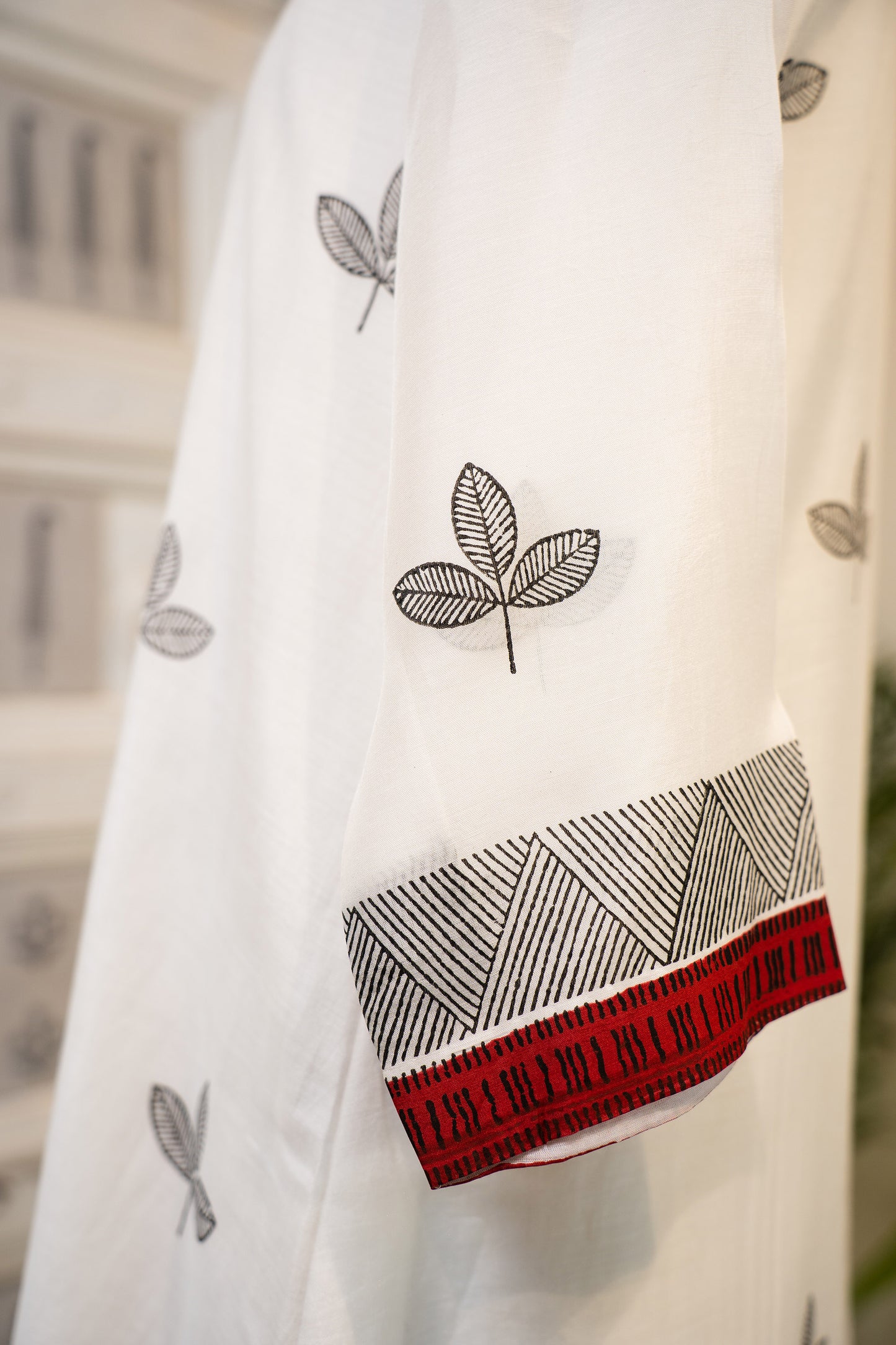 Ivory Hand Block Printed Cotton Silk Coord Set