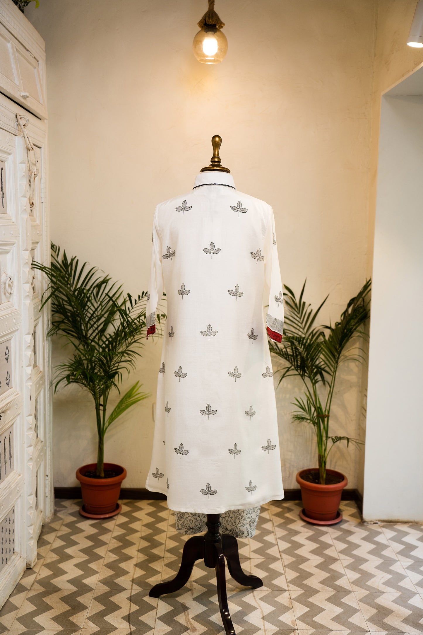 Ivory Hand Block Printed Cotton Silk Coord Set
