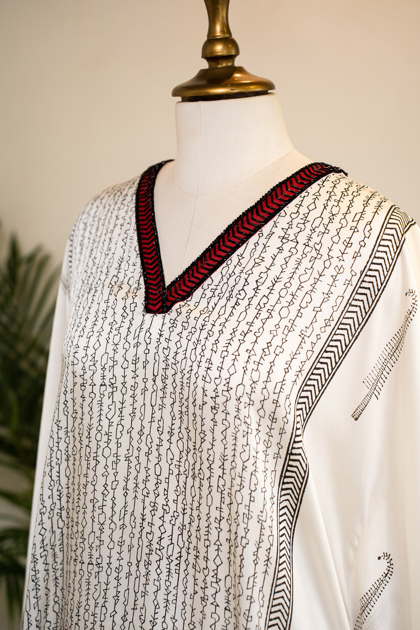 Ivory Hand Block Printed Modal Kaftan set