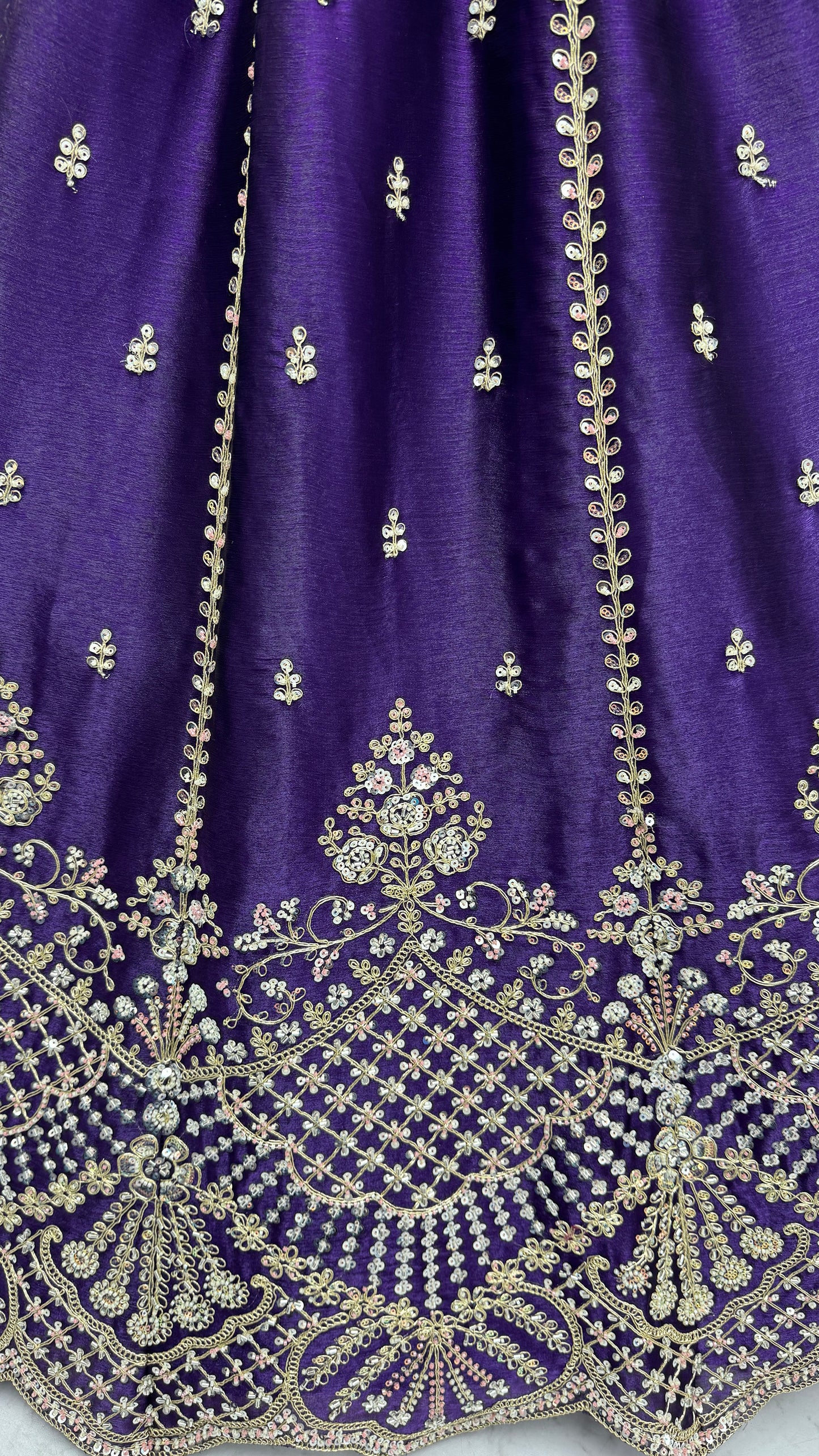 Purple Satin Silk With Cut Work & Beads Work Bridesmaid Lehenga Choli