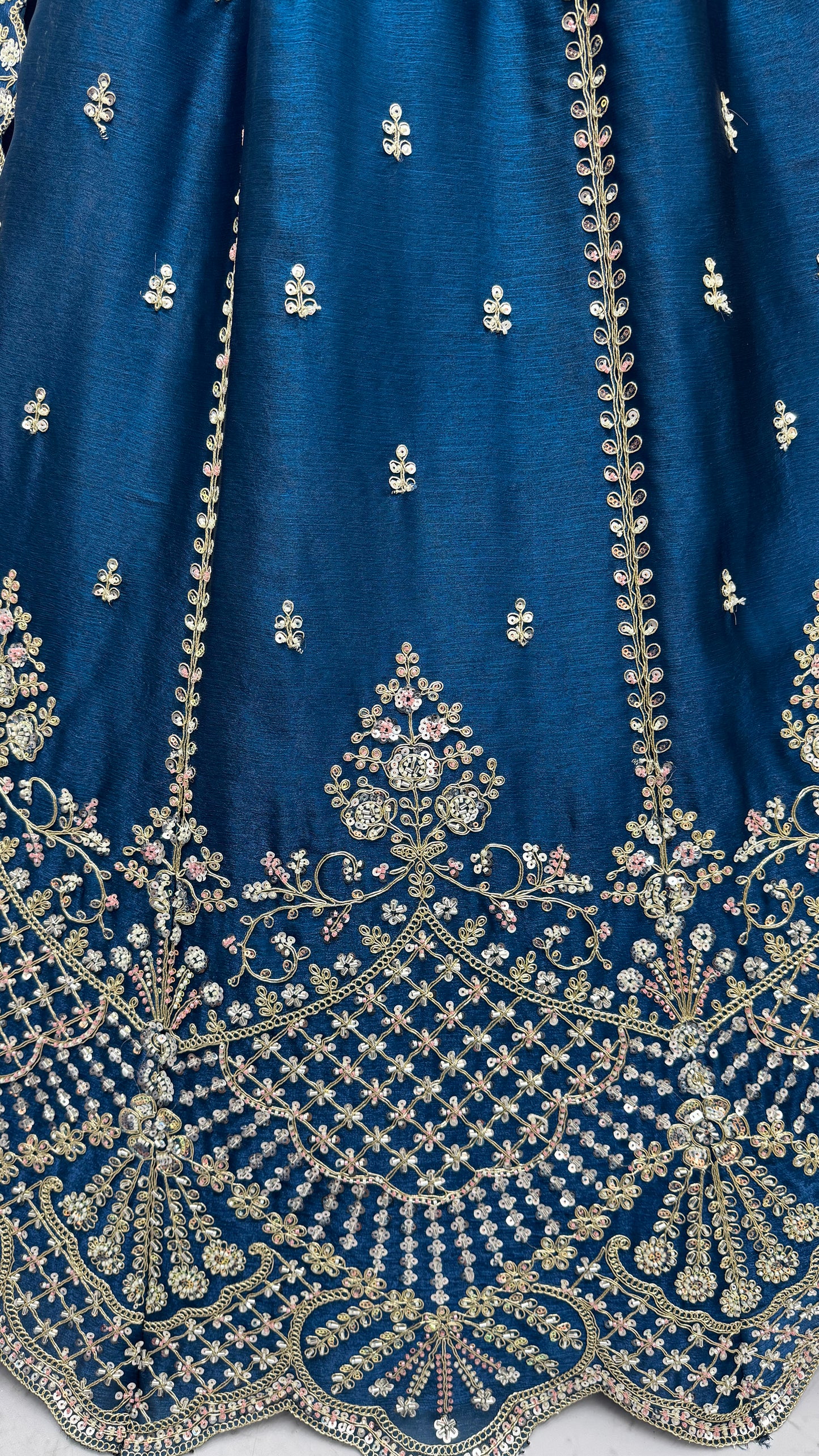 Royal Blue Satin Silk With Cut Work & Beads Work Bridesmaid Lehenga Choli