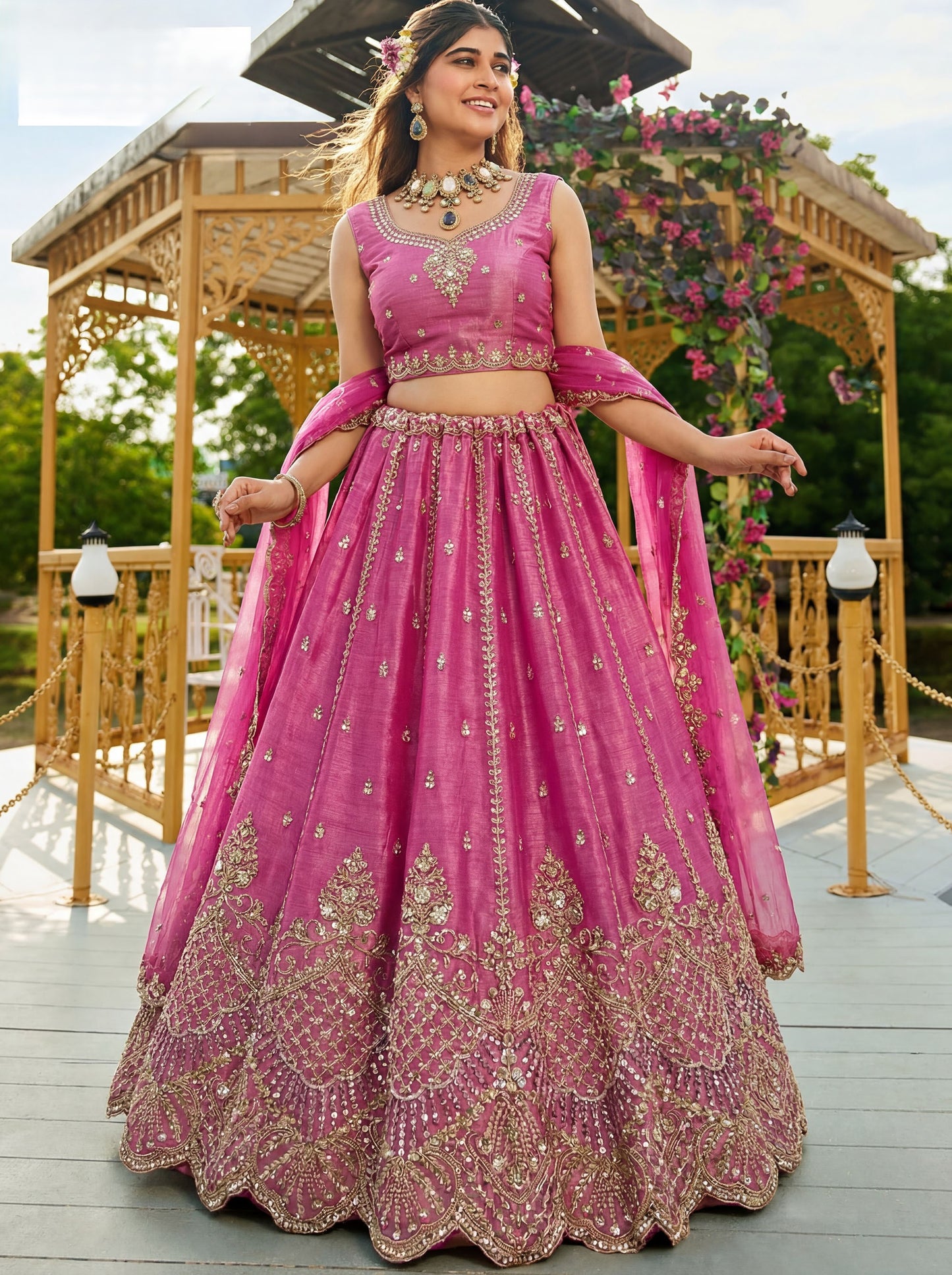 Light Pink Satin Silk With Cut Work & Beads Work Bridesmaid Lehenga for Sangeet