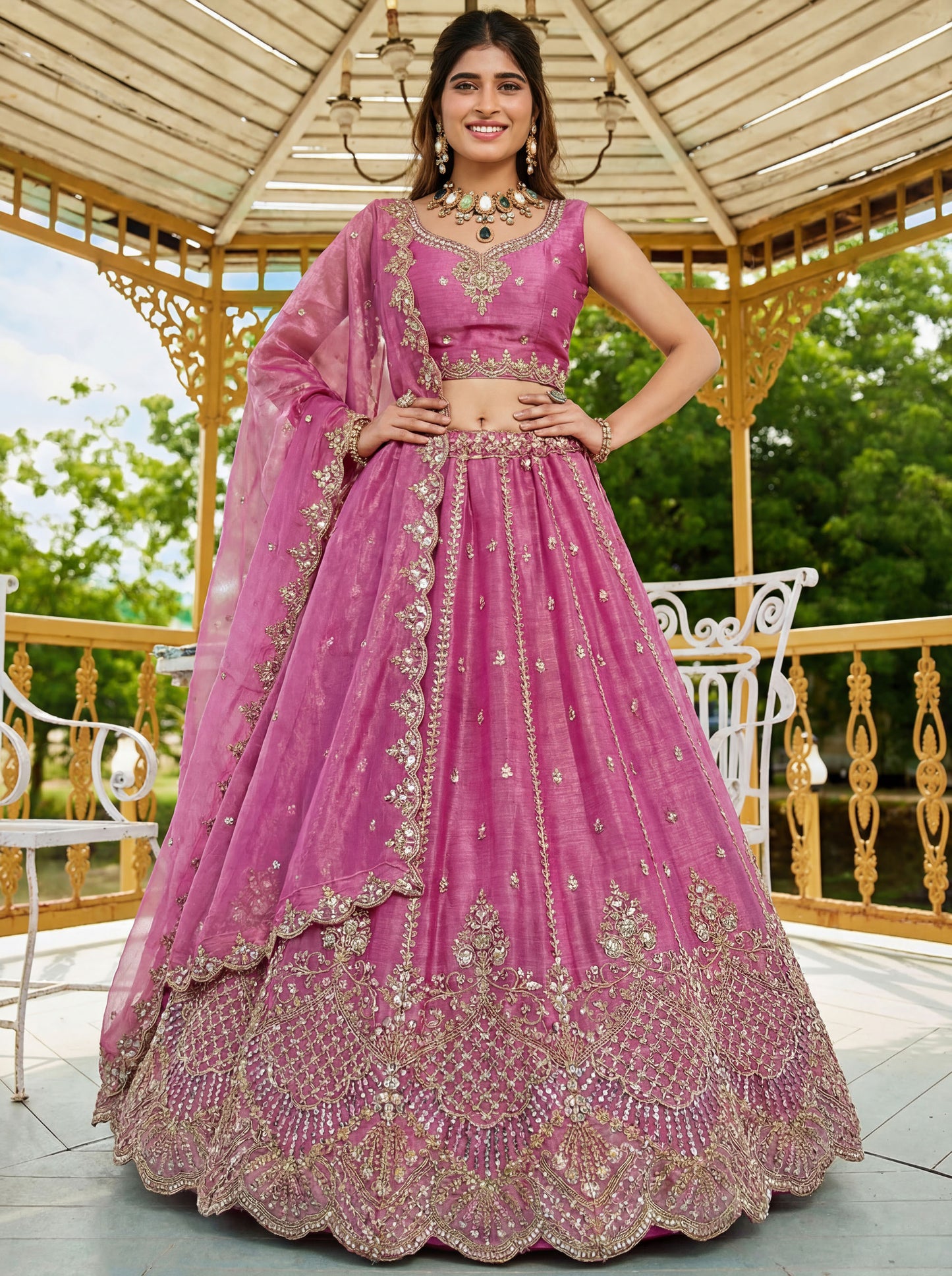 Light Pink Satin Silk With Cut Work & Beads Work Bridesmaid Lehenga for Sangeet