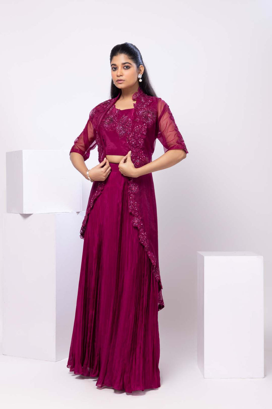 Garnet Jacket Organza Set