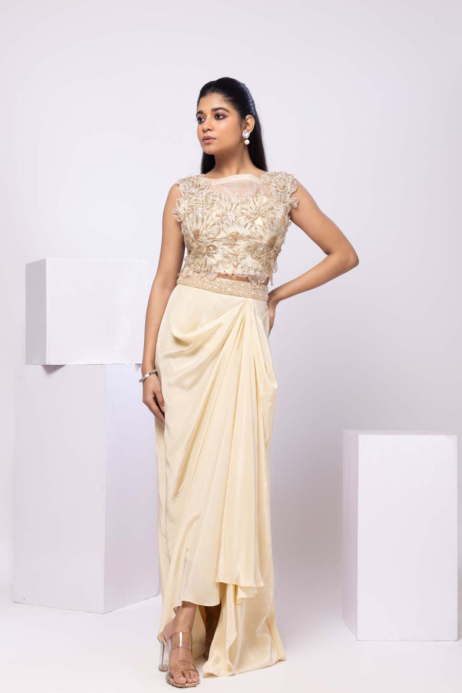 Arleth Drape Skirt Set Gold Drape Skirt