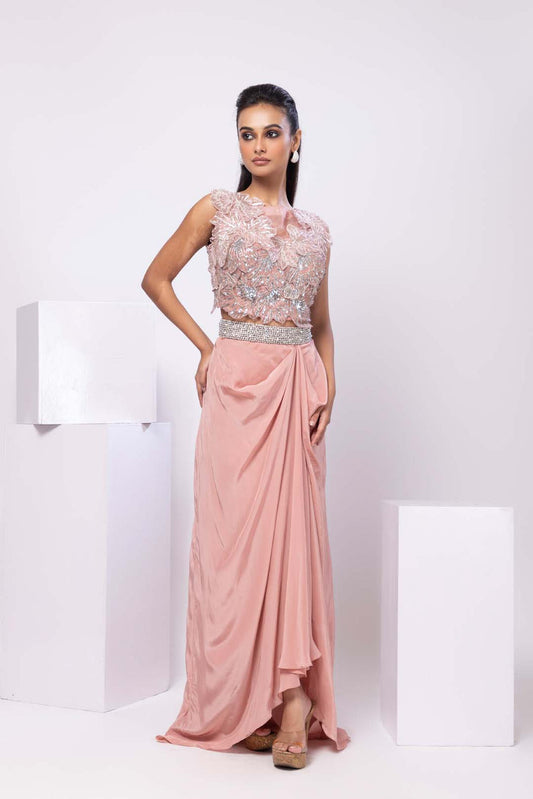 Arleth Drape Skirt Set Pink Drape Skirt