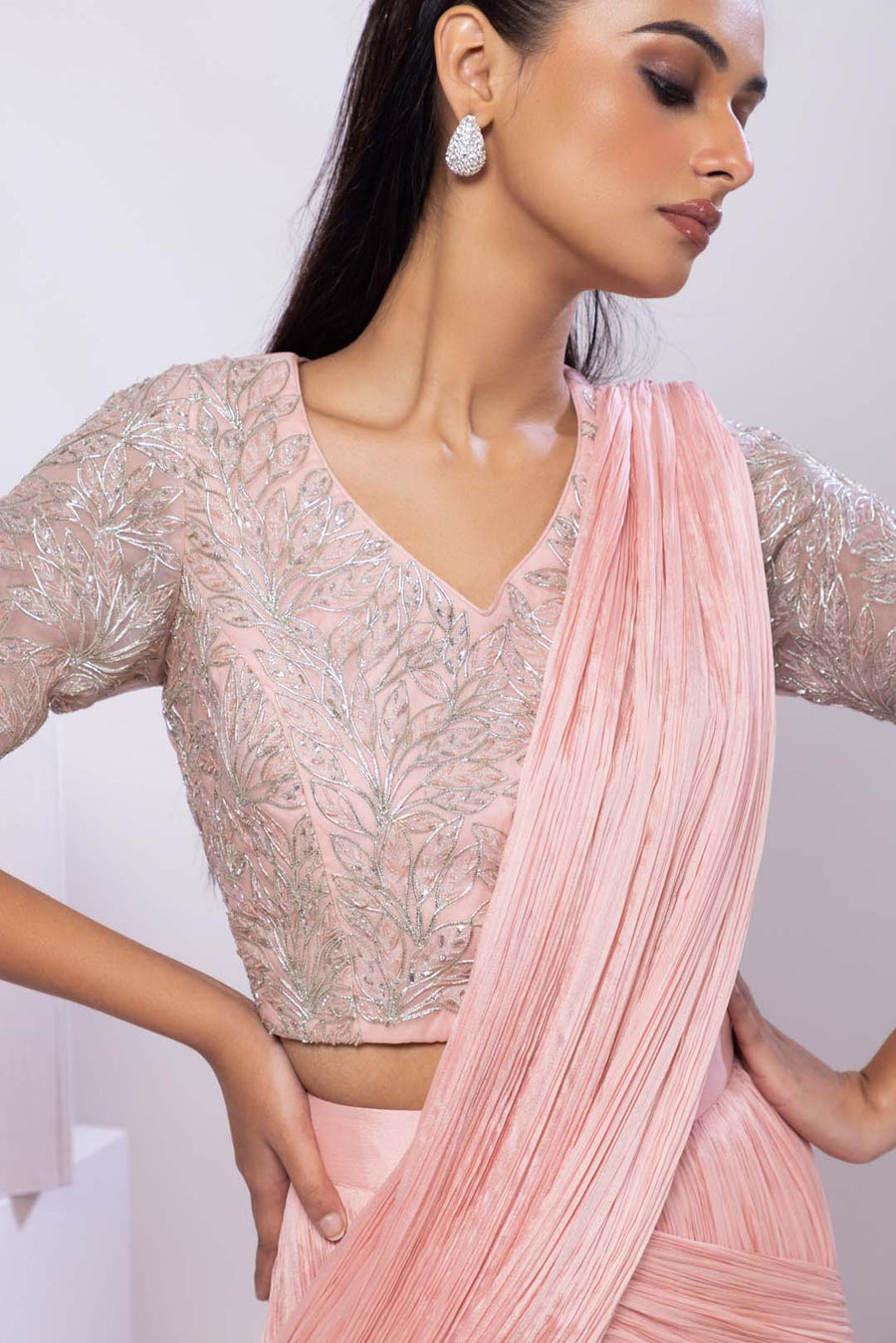 Pink Siana Drape Saree Set