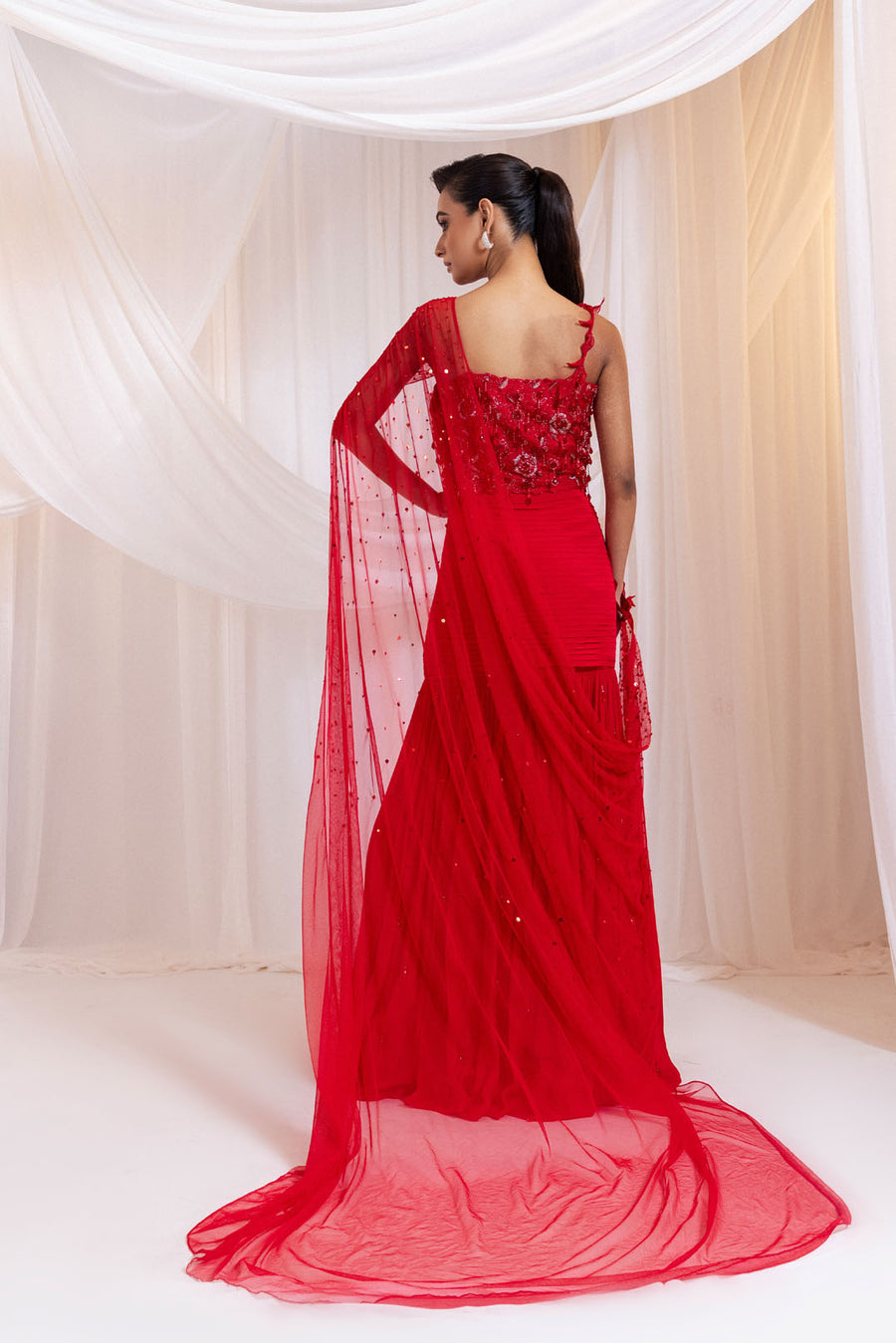 Crimson Red Gleam Saree