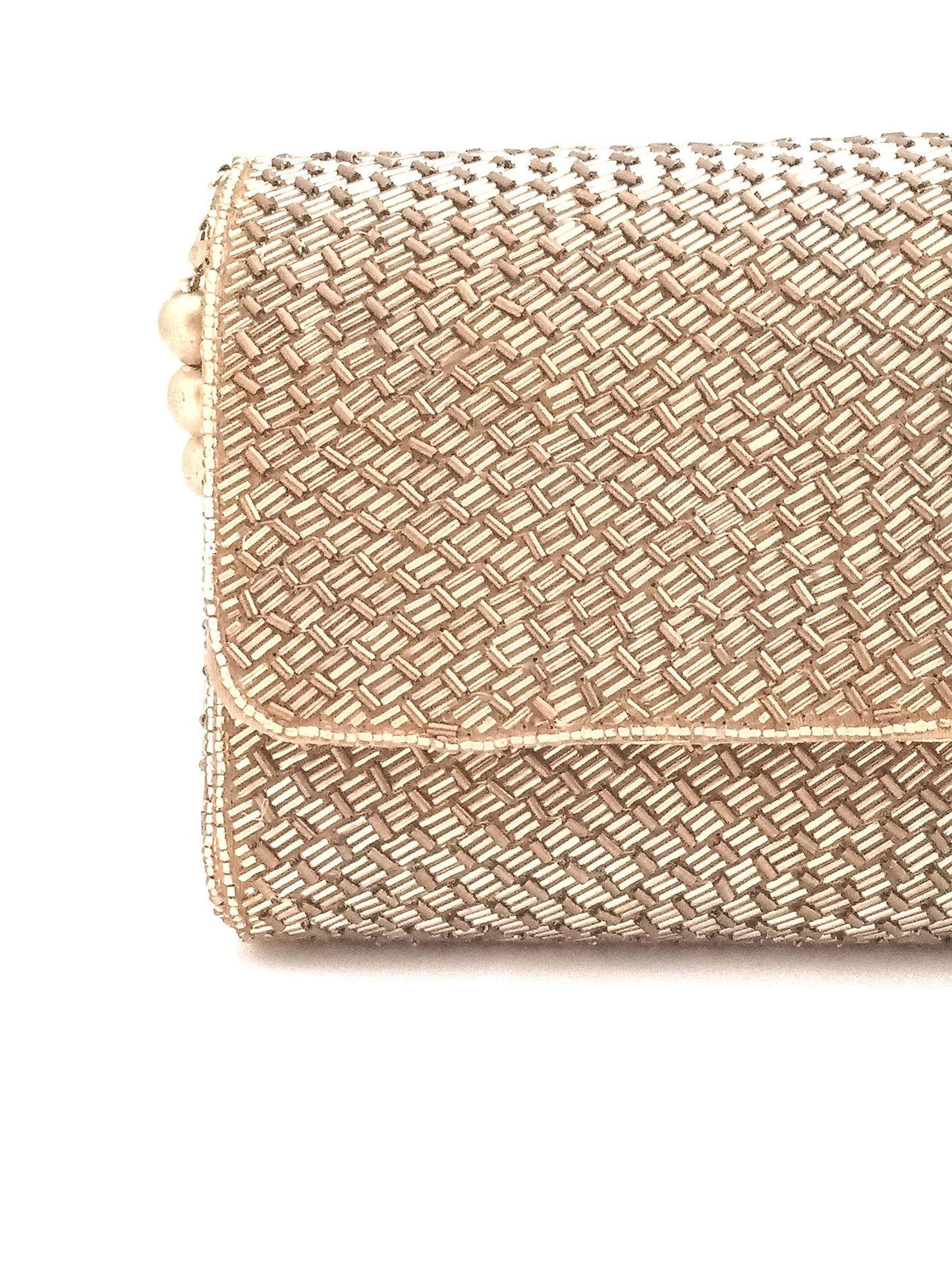 Gold Weave Flopover Hand Embroidered Clutch