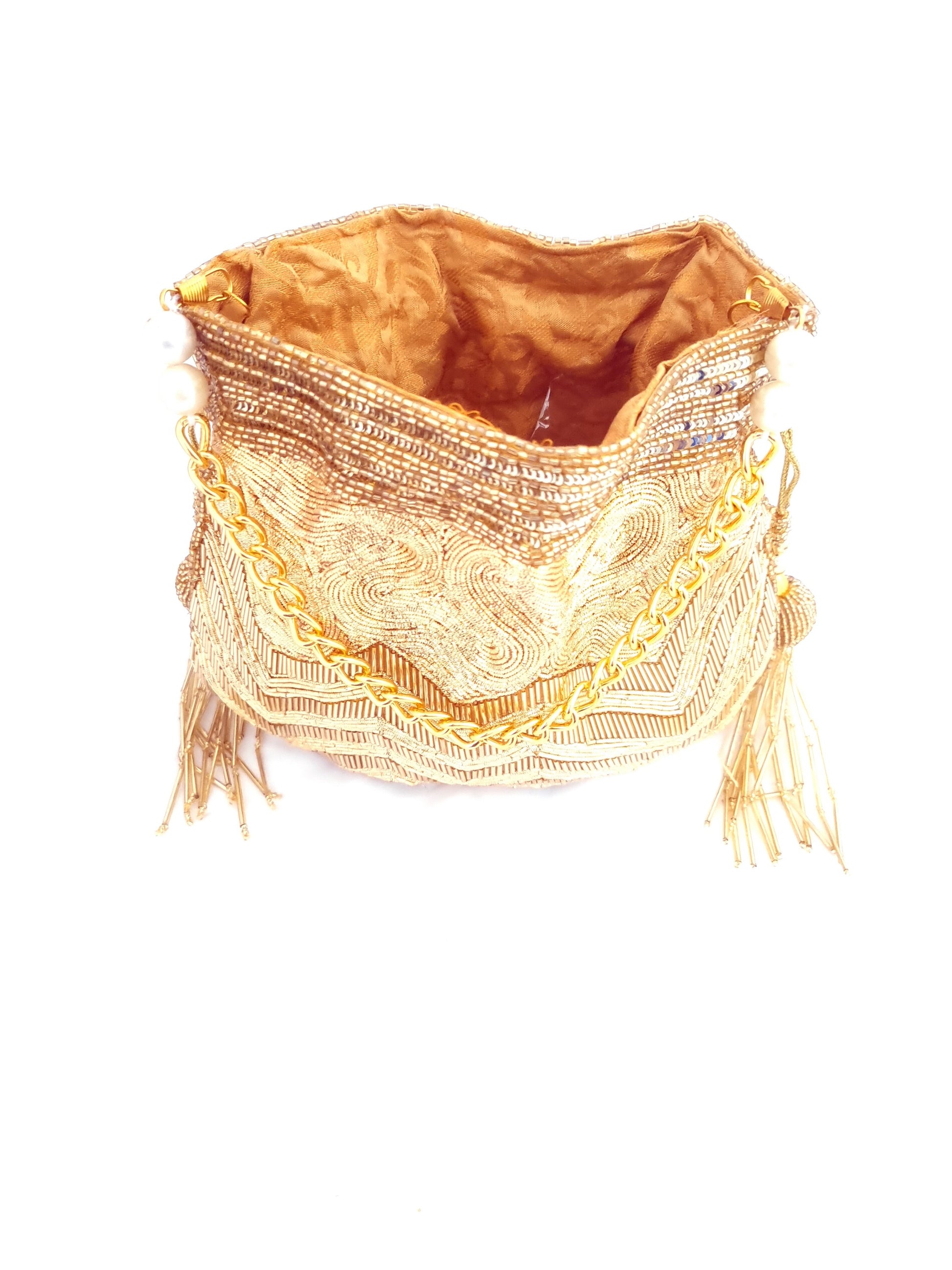 Gold Midas Zardozi Hand Embroidered Potli