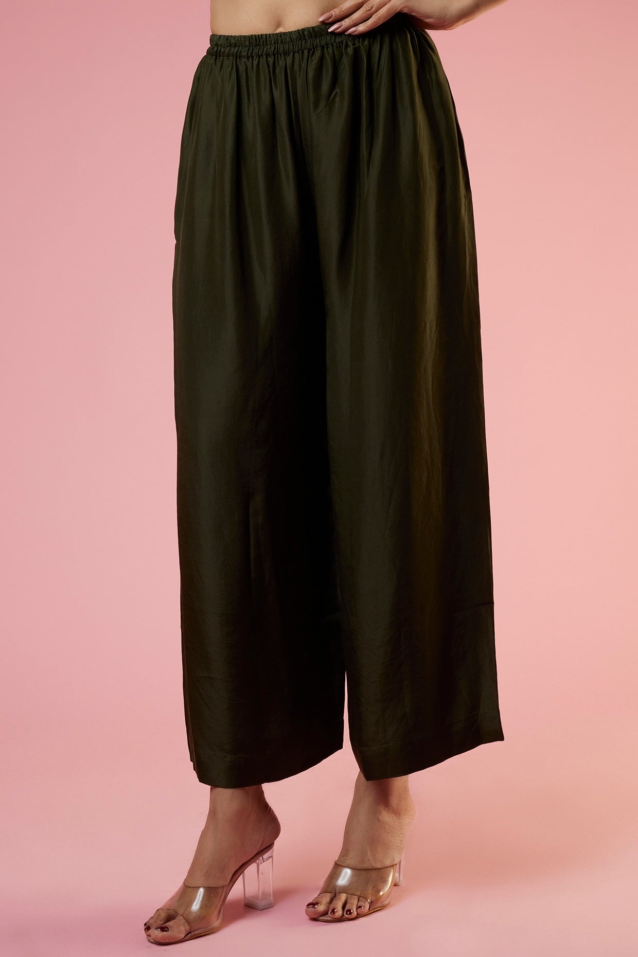 Mustard Silk Printed & Hand Embroidered Kaftan Set