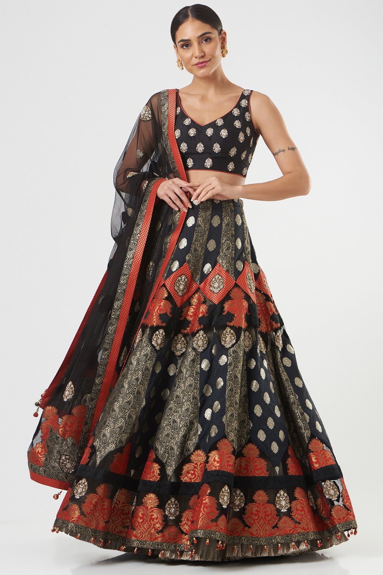 Black Embroidered Designer Lehenga Set