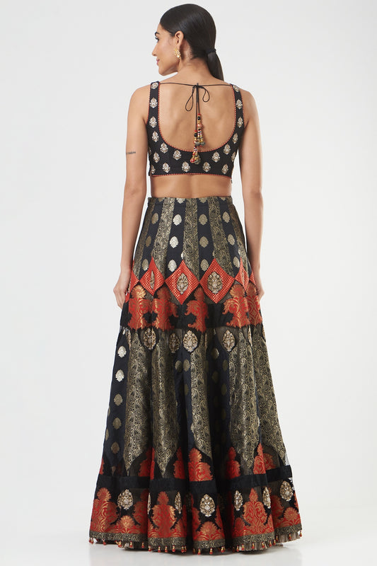 Black Embroidered Designer Lehenga Set