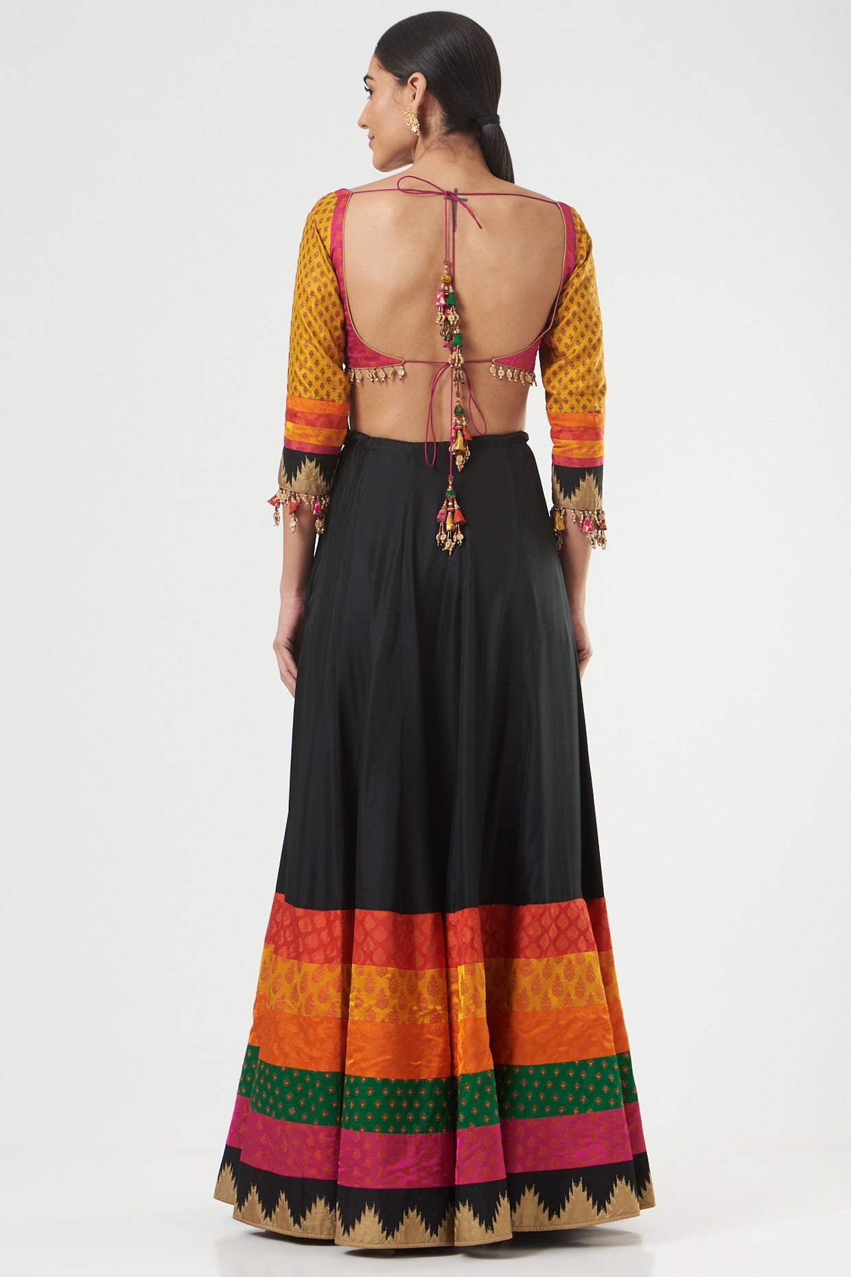 Black Silk Designer Bridal Lehenga Set