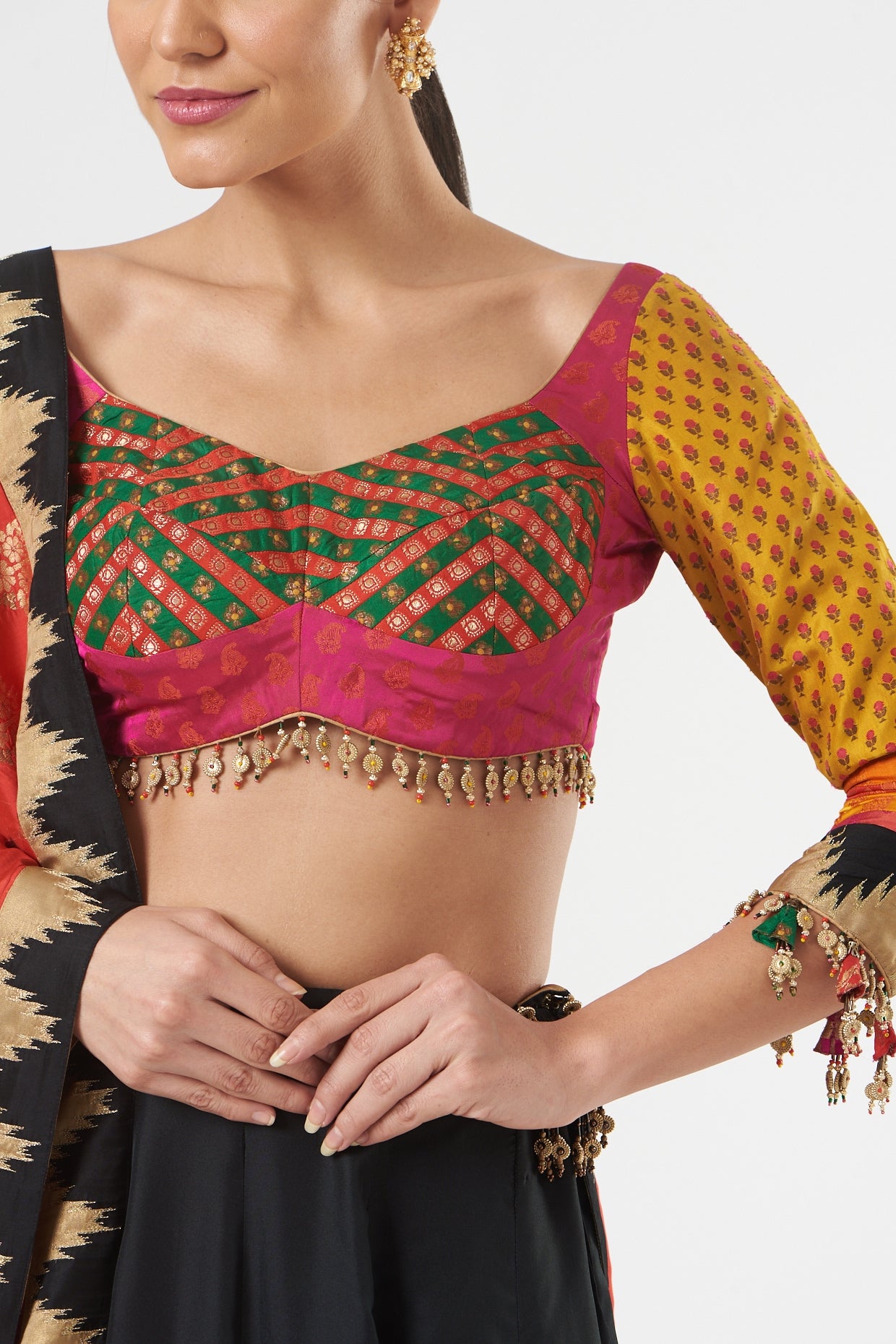 Black Silk Designer Bridal Lehenga Set