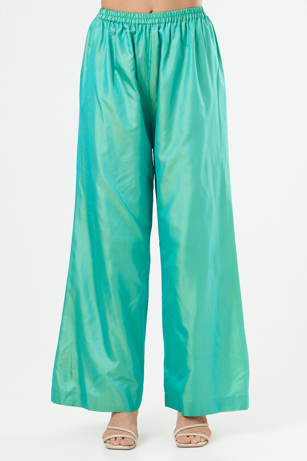 Blue & Green Silk Designer Anarkali Set