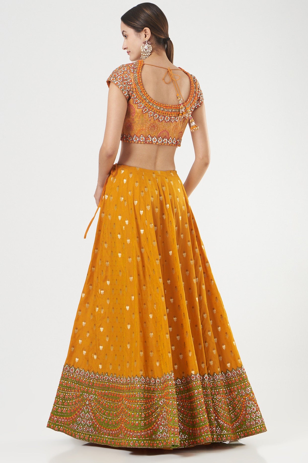 Deep Mustard Embroidered Designer Wedding Lehenga Set